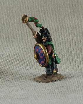 Gothic Infantry GOF02 Standard Bearer
Gothic Foot from [url=http://www.donnington-mins.co.uk/]Donnington[/url] painted by their painting service. In tunic, dragon standard, spangenhelm, cloak, shield
Keywords: gothfoot moldavian slav visigoth lgoth