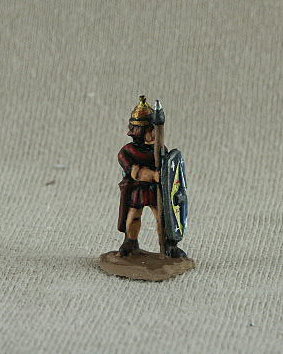 Roman Penal Legion Princeps 
Romans from [url=http://shop.ancient-modern.co.uk]Donnington[/url] painted by their own painting service. RRF19 Roman Penal Legion Princeps Gallic equipment, unarmoured foot, spear, shield
 
Keywords: MRR LRR