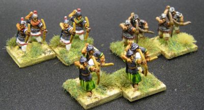 Rear Support archers for ADLG
Archers from Donnington's [url=https://shop.ancient-modern.co.uk/early-imperial-roman-231-c.asp]Imperial Roman ranges[/url] based in pairs on 20x20 to act as rear support markers in ADLG
Keywords: LIR EIR EBYZANTINE