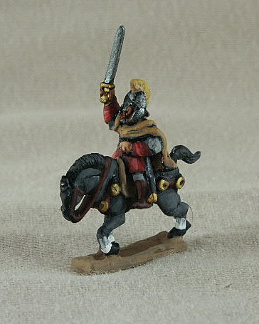 Romano-Byzantine Belisarius Cavalry/General 
Romano-Byzantines from [url=http://shop.ancient-modern.co.uk]Donnongton[/url] and painted by their painting service. RBC01 Belisarius Cavalry/General cuirass, pteruges, lamellar arm armour, waving sword, plumed spangenhelm, cloak
 
Keywords: EBYZANTINE thematic