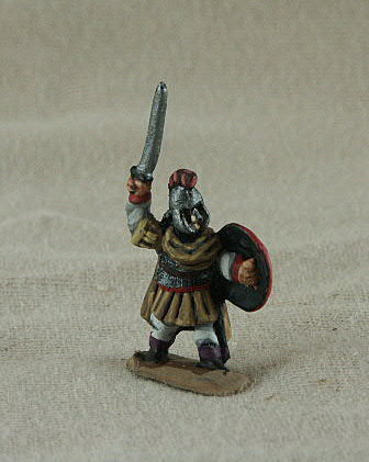 Romano-Byzantine Officer
Romano-Byzantines from [url=http://shop.ancient-modern.co.uk]Donnongton[/url] and painted by their painting service. RBF01 Officer cuirass, pteruges, tunic, trousers, waving sword, crested spangenhelm, shield
 
Keywords: EBYZANTINE thematic