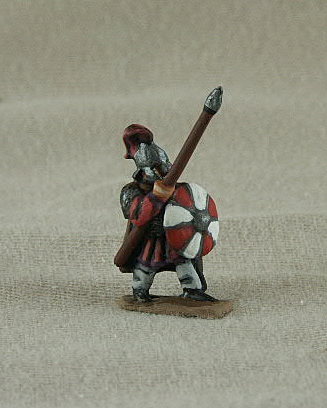 Romano-Byzantine Spearman
Romano-Byzantines from [url=http://shop.ancient-modern.co.uk]Donnongton[/url] and painted by their painting service. RBF05 Spearman cuirass, pteruges, spear, plumed spangenhelm, round shield
 
Keywords: EBYZANTINE thematic