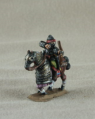Sassanid Clibinarius
Sassanid from [url=http://www.donnington-mins.co.uk/]Donnington[/url]. One of their better ranges, pictures supplied by the manufacturer and painted by their painting service. With mail coat, firing bow, helmet with aventail, separate buckler. Donnington supply separate horses so you may be able to use the figure in other armies or as a cataphract with bow

Keywords: Sassanid