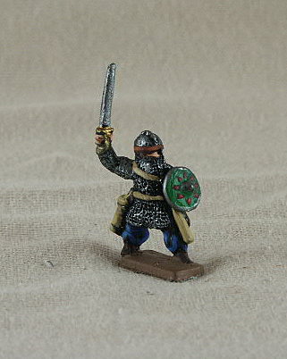 Sassanid SDF06 Dismounted Clibinarius
Sassanind from [url=http://www.donnington-mins.co.uk/]Donnington[/url]. One of their better ranges, pictures supplied by the manufacturer and painted by their painting service. In mail shirt, waving sword, bow, helmet with mail aventail (born to lead those levies)

Keywords: Sassanid