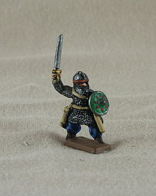 Sassanid SDF06 Dismounted Clibinarius
Sassanind from [url=http://www.donnington-mins.co.uk/]Donnington[/url]. One of their better ranges, pictures supplied by the manufacturer and painted by their painting service. In mail shirt, waving sword, bow, helmet with mail aventail (born to lead those levies)

Keywords: Sassanid