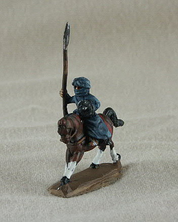 Mounted Bedouin
Seljuk troops from [url=http://www.donnington-mins.co.uk/]Donnington[/url]. Painted by Donningtons painting service. TC14 Mounted Bedouin
lance, turban with lithan, small round shield
Keywords: Seljuk fatimid mamluk umayyad ayyubid berber arabcav