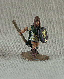 Thracian THF02 Warrior
THracians from [url=http://www.donnington-mins.co.uk/]Donnington[/url], painted by their painting service. 
unarmoured, javelin, running, pelta shield
Keywords: thracian
