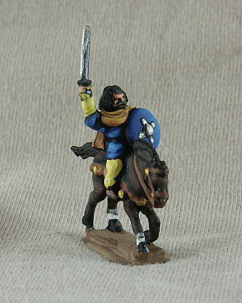 Vandal  Mounted Warrior
Vandal cavalry from [url=http://www.donnington-mins.co.uk/]Donnington[/url] and painted by their painting service. DNC05 tunic, trousers, waving sword, shield, cloak
Keywords: Vandal gothcav ebulgar visigoth
