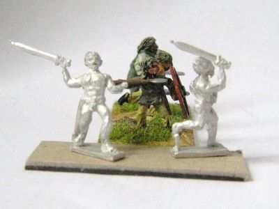 Unclothed Cauls from Fantassin vs Corvus Belli Celts
Unpainted Fantassin Miniatures Celts from [url=http://www.warmodelling.com]Warmodelling[/url] take on Corvus Belli (painted) Celts to show size comparison between the ranges. 
Keywords: gauls celt galatian