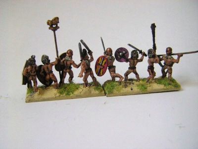 Gaeasati Warriors
Xystons Gaeasati Nobles and Fantassins unclother celtic warriors
From left, WM / XY / WM / XY / WM / XY / XY / WM. Generally the XY figures are better animated and have more detail. 
Keywords: Gaul, galatian, gaeasati