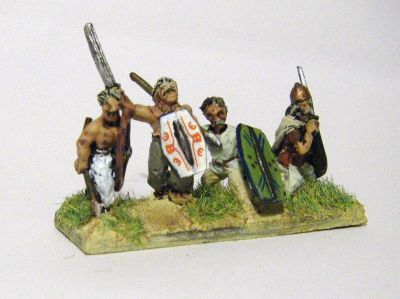 Gauls & Celts
Mixed manufacturers using VVV shield transfers. Painted with inked flesh (Windsor & Newton peat brown)
Keywords: gallic celt