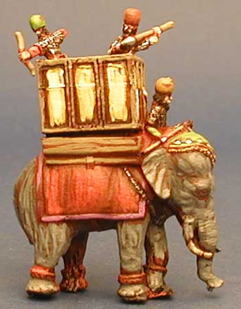 Isarus Miniatures Sassanid elephant
Isarus Miniatures figures, from [url=http://www.15mm.co.uk/]15mm.co.uk[/url], pictures provided by the manufacturer. 

Figure code / description: spc7 Elephants & 2 crew with bows
Keywords: Sassanid