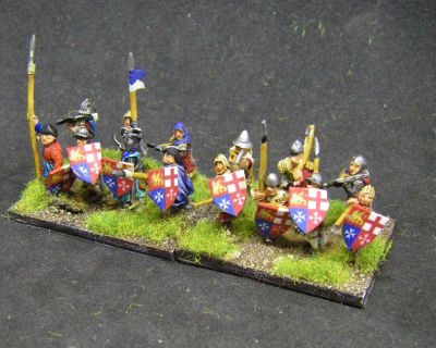 Mirliton (and other) mixed Spear/Crossbow units
Mostly Mirliton, with some Essex and Two Dragons. Shields are printed designs glued onto thin card
