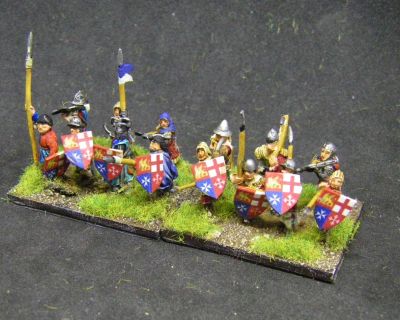 Mirliton (and other) mixed Spear/Crossbow units
Mostly Mirliton, with some Essex and Two Dragons. Shields are printed designs glued onto thin card
