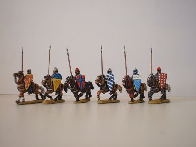 Mounted Knights (6 knights/ 4 horse variants) - lances included
1150 to 1190 Crusader range from [url=http://www.legio-heroica.com/Crociati-en.html]Legio Heroica[/url] - pictures supplied by the manufacturer
Keywords: Crusader crusader latins efknights