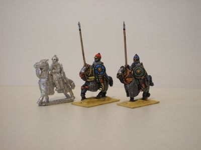 Crusade Era Arab Ghilman/Gulham/Mameluks 
Arabs from [url=http://www.legio-heroica.com/Musulmani-en.html]Legio Heroica[/url], pics supplied by the manufacturer Ghilman/Gulham/Mameluks with lance/shield on barded horses - 4 horsemen /3  horse variants 
Keywords: Arab fatimid seljuk ayyubid mamluk berber abbasid