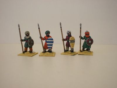 Crusade Era Arab Ahdath militia with lance/shield - 4 variants
Arabs from [url=http://www.legio-heroica.com/Musulmani-en.html]Legio Heroica[/url], pics supplied by the manufacturer 
Keywords: Arab fatimid seljuk ayyubid mamluk berber abbasid