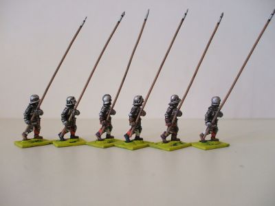 1450-90 Swiss Pikemen frontal rank - 6 variants - pikes included 
Swiss from [url=http://www.legio-heroica.com]Legio Heroica[/url] images provided by the manufacturer. Pikemen frontal rank - 6 variants - pikes included 
Keywords: Swiss