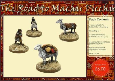 Incas from Lurkio 
Inca range from [url=http://www.lurkio.co.uk/]Lurkio[/url],pictures taken from the manufacturers site with their permission. This is the baggage pack complete with Llamas
Keywords:  Inca Canari