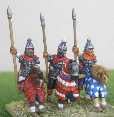 Sassanid Cavalry 
Sassanids from Italian manufacturer Miniature Wars, painted by Brian at [url=http://50paces.com]50 Paces[/ur]. 
Keywords: Sassanid