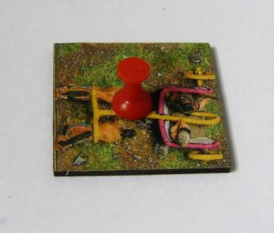 Mycenean substitute marker
The Museum chariot is too long to fit on a 40x40 DBx base, so I created there drop-in markers with a 'squashed' photo of the chariot if they are ever needed to show what the prioer base size should be. 
