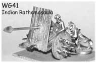 Classical Indian (Rathamasaula Sythed cart, pushed by 2 men)
Classical Indian troops from [url=http://www.museumminiatures.co.uk]Museum Miniatures[/url]. Catalogue code as per illustration 
Keywords: Indian