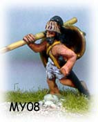 Mycenean Warrior, Kilted running JLS fig 8 Shield.
Mycenean range from [url=http://www.museumminiatures.co.uk/]Museum Miniatures[/url], pictures kindly provided by the manufacturer
Keywords: trojan