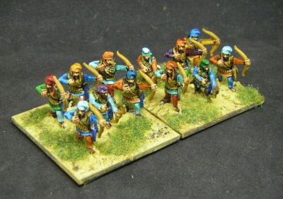 Xyston Persian Bowmen
Done in the main with contrast paints. These were plastic figures from the PSC Siocast era
