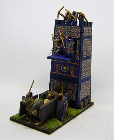 Cyrus' Mobile Tower
A Pendraken 10mm MDF Siege tower with Essex 15mm Crew, and "wallpaper" downloaded from the internet
