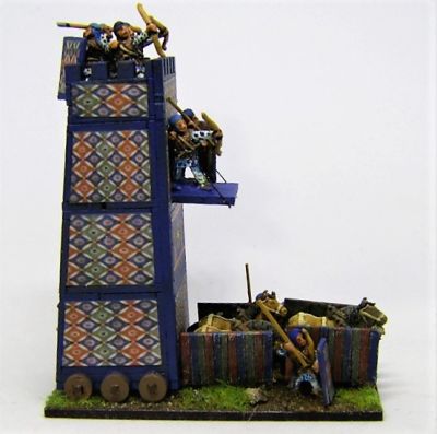 Cyrus' Mobile Tower
A Pendraken 10mm MDF Siege tower with Essex 15mm Crew, and "wallpaper" downloaded from the internet
