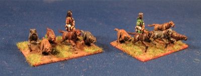 Saxon War Dogs
Painted by Bob in Edmonton. His blog (with more great painting) is [url=http://web.mac.com/bob.barnetson/iWeb/EWG/Welcome.html]here[/url]. These painted up very nicely and are quite cool despite having only two poses for the dogs.

Keywords: saxon gothfoot