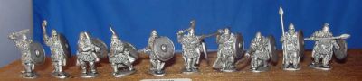 Heavy infantry in cloaks
Saxons from [url=http://www.splinteredlightminis.com]Splintered Light[/url]. Photos by permission of the manufacturer. 
Keywords: saxon