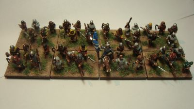 Field of Glory Medieval French peasant Battlegroup
A mixed bunch of figures - Essex, Corvus Belli, Two Dragons and one Peter Pig (at the front on the far right).
Keywords: medieval french