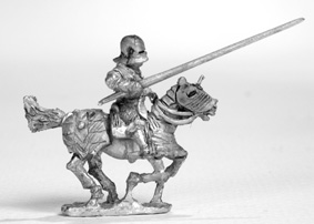 Knight in Maximilian armour with sallet 
Photos provided by the manufacturer at http://www.vexillia.ltd.uk/
Figure code cc26 Knight in Maximilian armour with sallet on galloping horse.
Keywords: C15 Burgundian