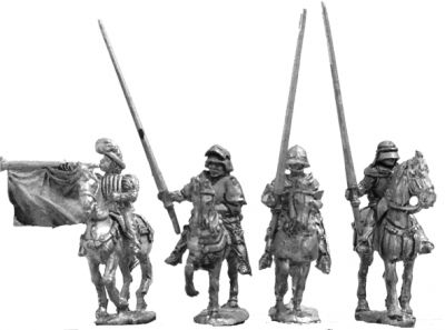 Mounted Burgundian command - four variants.
Photos provided by the manufacturer at http://www.vexillia.ltd.uk/

Figure code cc38 Mounted command - four variants.
Keywords: C15