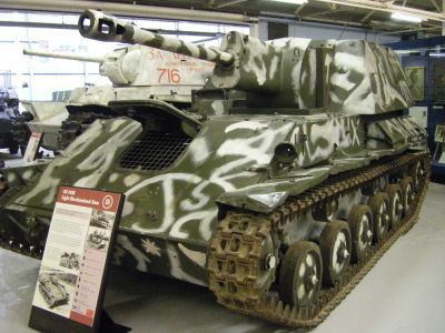 Su76
The SU-76 (Samokhodnaya Ustanovka 76) was a Soviet self-propelled gun used during and after World War II. The SU-76 was based on a lengthened and widened version of the T-70 tank chassis. Its simple construction made it the second most produced Soviet armoured vehicle of World War II, after the T-34 tank.
Crews loved this vehicle for its simplicity, reliability, and ease of use. Because of this and the steering which was regarded as cumbersome the vehicle was (un)affectionately called suka ("bitch"), Suchka ("little bitch") by its crews
