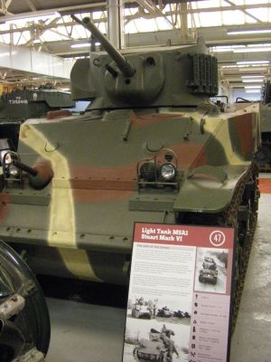 M5 A1 Stuart
The M3 Stuart, formally Light Tank M3, was an American light tank of World War II. It was supplied to British and Commonwealth forces under lend-lease prior to the entry of the U.S. into the war. Thereafter, it was used by U.S. and Allied forces until the end of the war.
