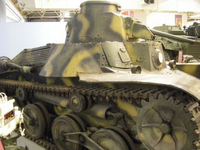 Type 95 Japanese tank
The primary armament of the most produced version was a Type 98 37 mm gun with the barrel length of 46.1[3] calibers. It elevated between −15 to +20 degrees. The tank carried two types of 37 mm ammunition, the high-explosive and armor-piercing. For the latter, muzzle velocity was 675�700 m/s, and the armor penetration was 25 mm at a distance of 500 m.
