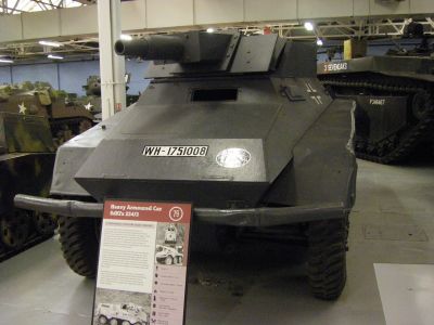 SdKfz 234/3 with 75 mm L/24
The SdKfz 234 (Sonderkraftfahrzeug 234, or special purpose vehicle 234) was an eight-wheeled armoured car used by the German Army in the Second World War. It broadly resembles the SdKfz 231 (8 rad). This is the 234/3 - 1 x 7.5 cm K51 L/24 in open-topped superstructure replacing the turret. 88 built between June and December, 1944
