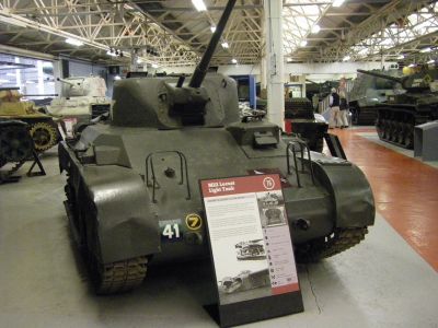 M-22 Locust
The Light Tank (Airborne) M22 or Locust was an American-designed airmobile light tank which was produced during World War II. The Locust began development in 1941 after the British War Office requested that the American government design a purpose-built airborne light tank which could be transported by glider into battle to support British airborne forces. The War Office had originally selected the Light Tank Mark VII Tetrarch light tank for use by the airborne forces, but it had not been designed with that exact purpose in mind so the War Office believed that a purpose-built tank would be required to replace it
