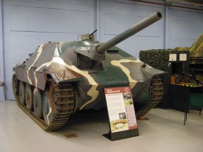 Hetzer
The Jagdpanzer 38(t) (Sd.Kfz. 138/2), later known as Hetzer ("baiter"), was a German light tank destroyer of the Second World War based on a modified Czechoslovakian Panzer 38(t) chassis. The project was inspired by the Romanian "Mareşal" tank destroyer.
