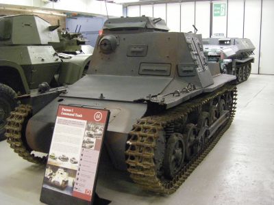 Pz I Command tank
Between 1934 and the mid-1940s several variants of the Panzer I were designed, especially during the later years of its combat history. Because they were obsolescent from their introduction, incapable of defeating foreign armor, and outclassed by newer German tanks, the Panzer I chassis were increasingly repurposed as tank destroyers and other variants. One of the most well known variants was the kleiner Panzerbefehlswagen ("small armored command vehicle"), built on the Ausf. A and Ausf. B chassis
