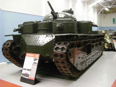 Vickers Independent
The Independent A1E1 is a multi-turreted tank that was designed by the British armaments manufacturer Vickers between the First and Second World Wars. Although it only ever reached the prototype stage it influenced many other tank designs.
The A1E1 design can be seen as a possible influence on the Soviet T-100 and T-28 tanks, the German Neubaufahrzeug tanks, and the British Medium Mk III and Cruiser Mk I (triple turret) tank designs. The Soviet T-35 tank was based extremely closely on its plans and layout.
