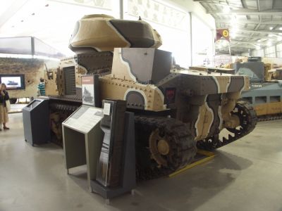 Lee/Grant
The design was unusual because the main weapon � a larger caliber, low-velocity 75 mm gun � was in an offset sponson mounted in the hull with limited traverse. A small turret with a lighter, high-velocity 37 mm gun sat on the tall hull. A small cupola on top of the turret held a machine gun. The use of two main guns was seen on the French Char B, the Soviet T-35, and the Mark I version of the British Churchill tank. In each case, two weapons were mounted to give the tanks adequate capability in firing both anti-personnel high explosive ammunition and armor-piercing ammunition for anti-tank combat
