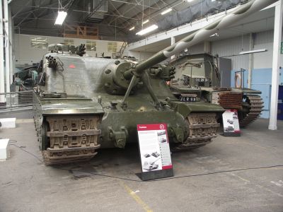 Tank, Heavy Assault, Tortoise (A39)
The Tank, Heavy Assault, Tortoise (A39) was a British heavy assault tank design developed in World War II but never put into mass production. It was developed for the task of clearing heavily fortified areas and as a result favoured armour protection over mobility. Although heavy, at 78 tons, and not readily transported, it was reliable and a good gun platform
