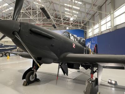 Boulton Paul Defiant
The Boulton Paul Defiant is a British interceptor aircraft that served with the Royal Air Force (RAF) during World War II. The Defiant was designed and built by Boulton Paul Aircraft as a "turret fighter" to meet the RAF requirement for day and night fighters that could concentrate their firepower on enemy bombers which were not expected to have fighter escorts due to the distance from Germany to the United Kingdom. The Defiant had all its armament in a dorsal turret offering the ability to fire in most directions.
