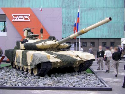 T90
The T-90 is a Russian third-generation main battle tank that is a modernisation of the T-72 (it was originally to be called the T-72BU, later renamed to T-90). It is currently the most modern tank in service with the Russian Ground Forces and Naval Infantry.
