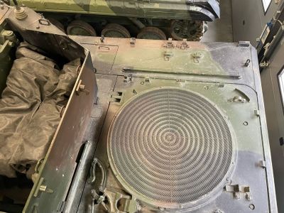 View from on top of a Leo 2 of the rear engine deck
