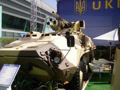 Ukrianian BTR-3U
Photos of AFVs at the IDEX 2013 exhibition - The BTR-3U armoured personnel carrier was developed in 2000-2001 by an international consortium. The companies involved in the project include the Kharkiv Morozov Machine Building Design Bureau of Ukraine, the ADCOM MANUFACTURING Company Limited WLL of Abu-Dhabi, UAE, and the State Scientific Technical Centre of Artillery & Rifle Arms of Ukraine - info on the vehicle here on [url=http://www.morozov.com.ua/eng/body/btr3u.php]Morozov.com[/url] 
