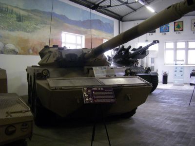 AMX 10RC
The AMX-10RC is a light reconnaissance vehicle built by GIAT. Over 300 are in service in the French Army. In addition, 108 vehicles were sold to Morocco and 12 to Qatar. RC stands for Roues-Canon, or wheeled gun.
